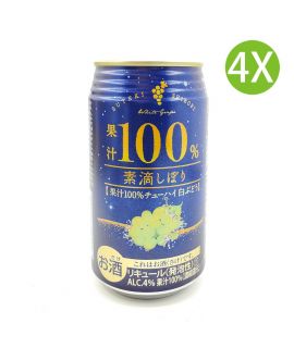 4X 日本製 [白葡萄果汁汽酒] 100%果汁 SUTEKI SHIBORI Chu-Hi  (350ml x 4) (藍罐) [1038303]