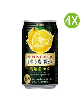 4X 日本產 農園 柚子味汽酒 高知產柚子酒 (350ml x 4) [48607]