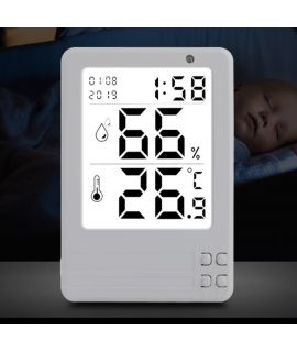 高準成 電池 智能自動夜光電子數字溫濕度計 家用溫度計 濕度計 (白色/灰色 顔色隨機)