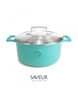 美國Saveur Selects - 4.7L 琺瑯鑄鐵雙耳鍋(5.0qt)配 不銹鋼雙層鋼蓋砂鍋 帶不銹鋼｜星藍Voyage系列