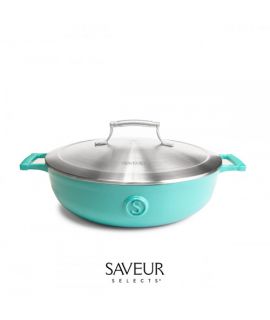 美國Saveur Selects - 4.2L 琺瑯鑄鐵雙耳鍋(4.5qt)配 不銹鋼雙層鋼蓋砂鍋 帶不銹鋼｜星藍Voyage系列