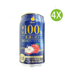 4X 日本製 [蘋果汁汽酒] 100%果汁 SUTEKI SHIBORI Chu-Hi  (350ml x 4) (藍罐) [1038304]